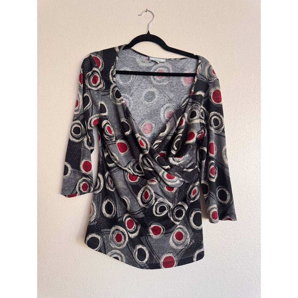 Laura Max Multicolor Abstract Cowl Neck Knit Top XL Y2K 90's Minimalist Casual